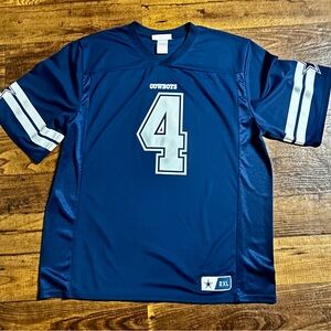 Dallas Cowboys Football #4 Preston ~ Blue Printed ~ 2X-Large ~ Football Jersey